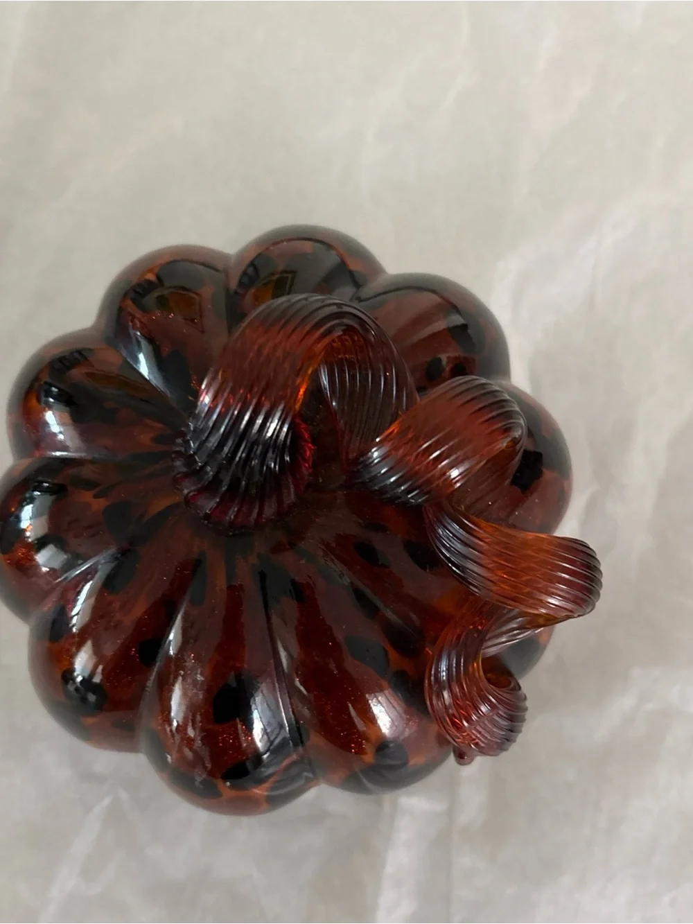 Handblown Glass Brown With Black Spots colored Pumpkin